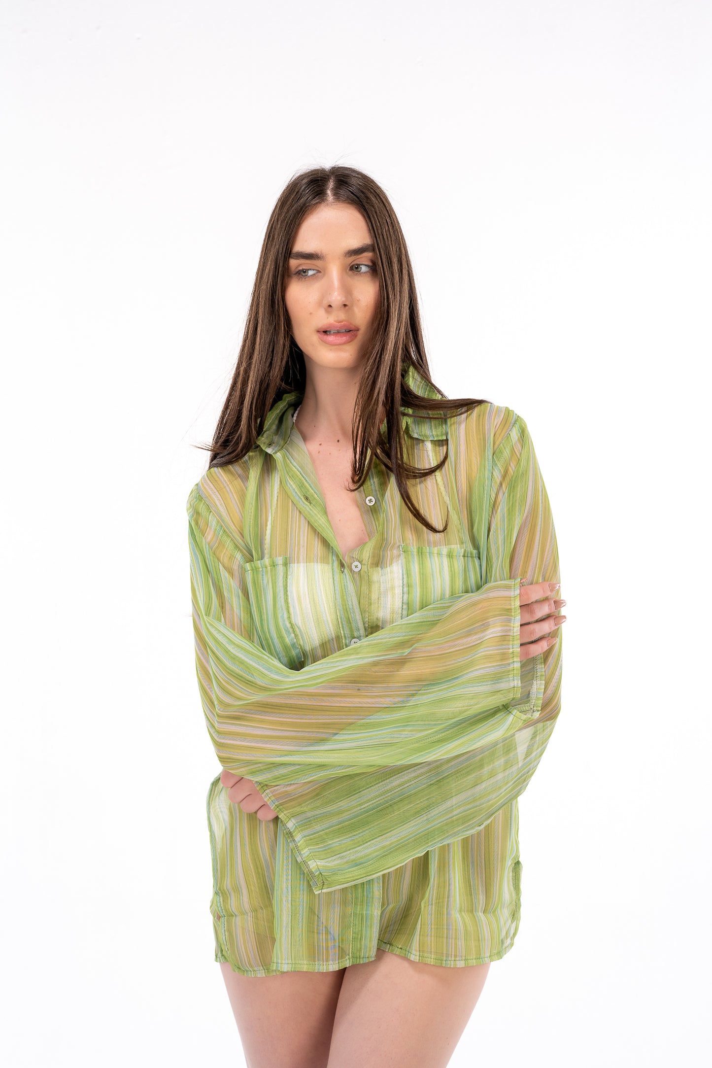 Green Chiffon Shirt