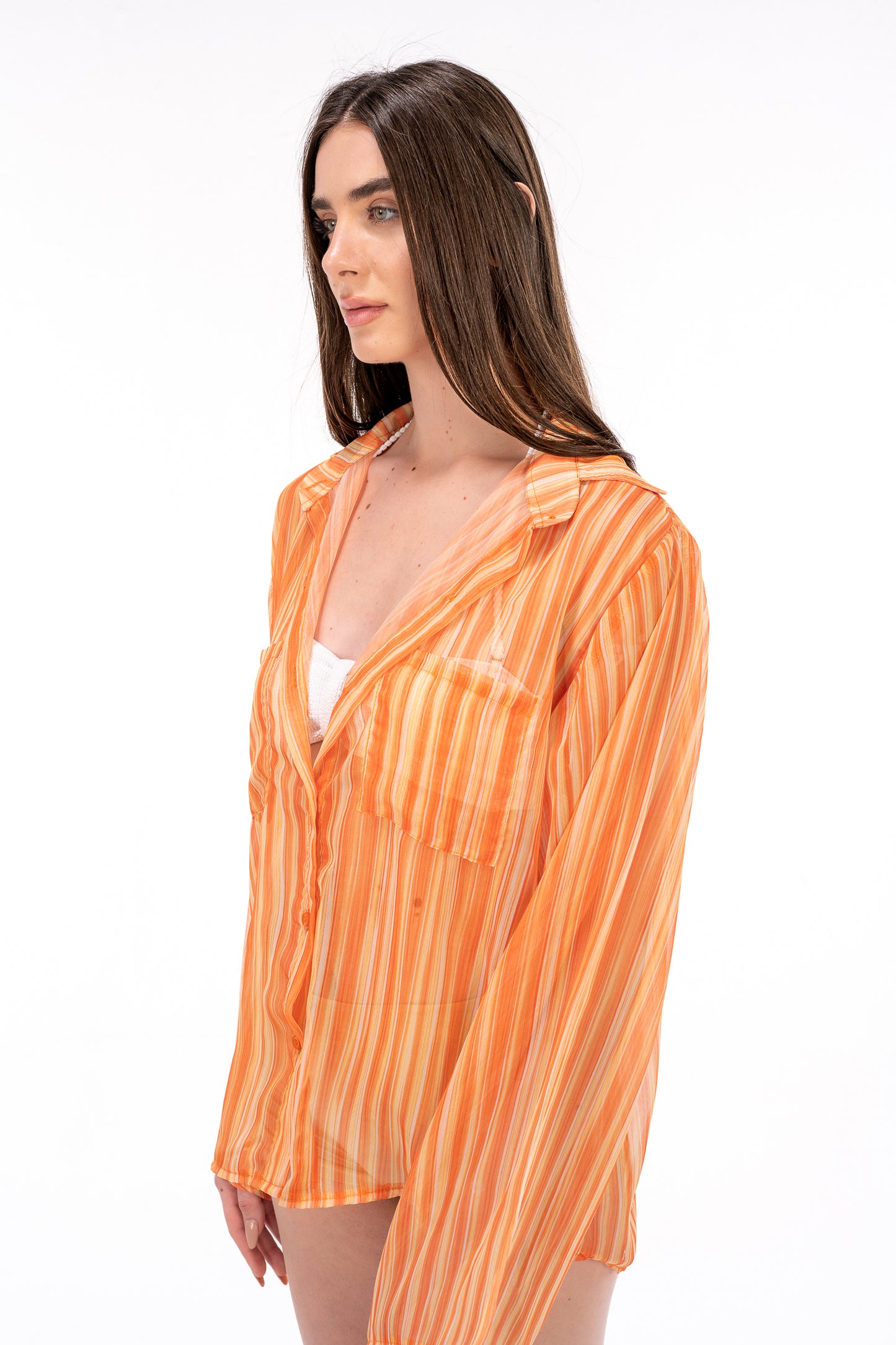 Orange Chiffon Shirt