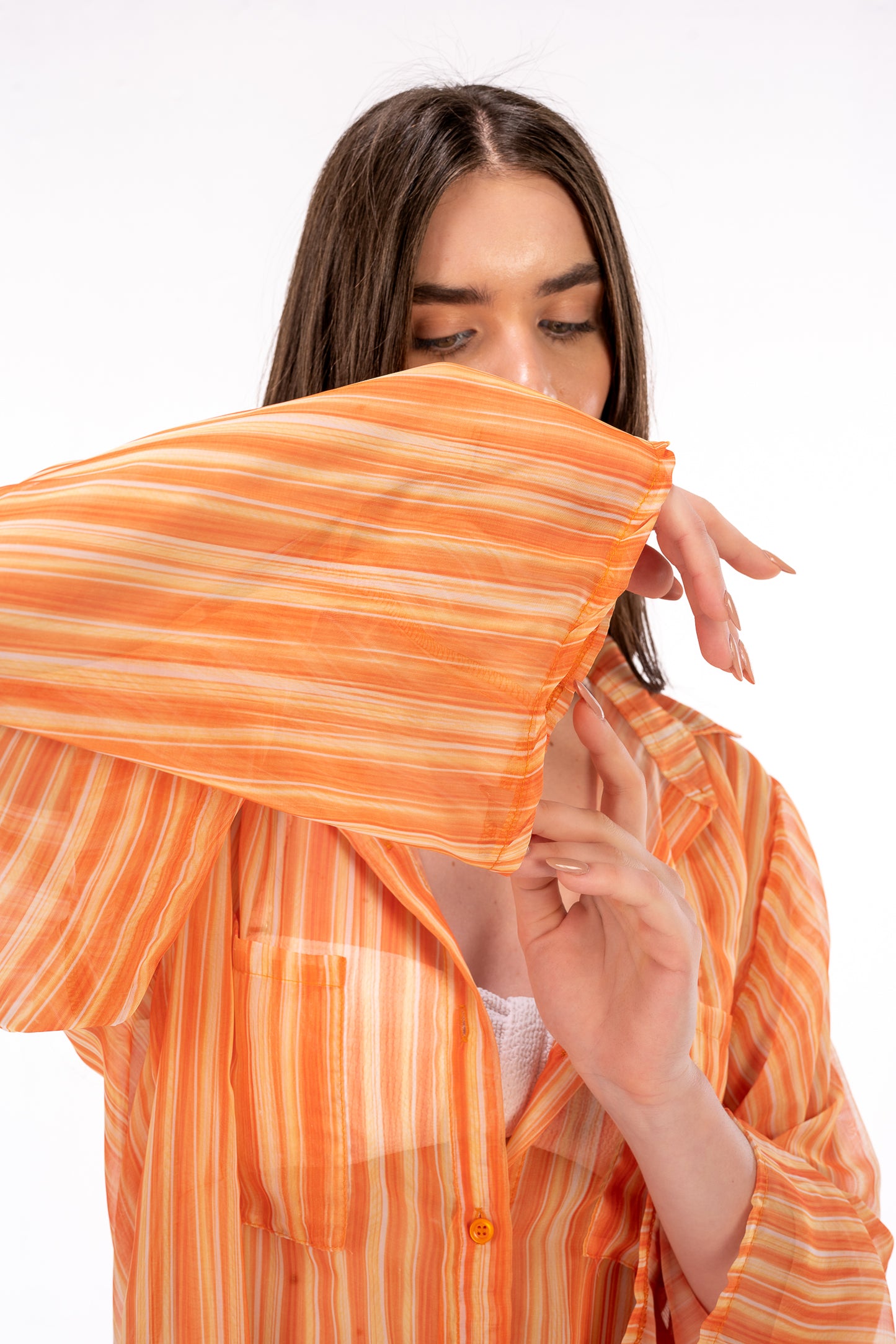 Orange Chiffon Shirt