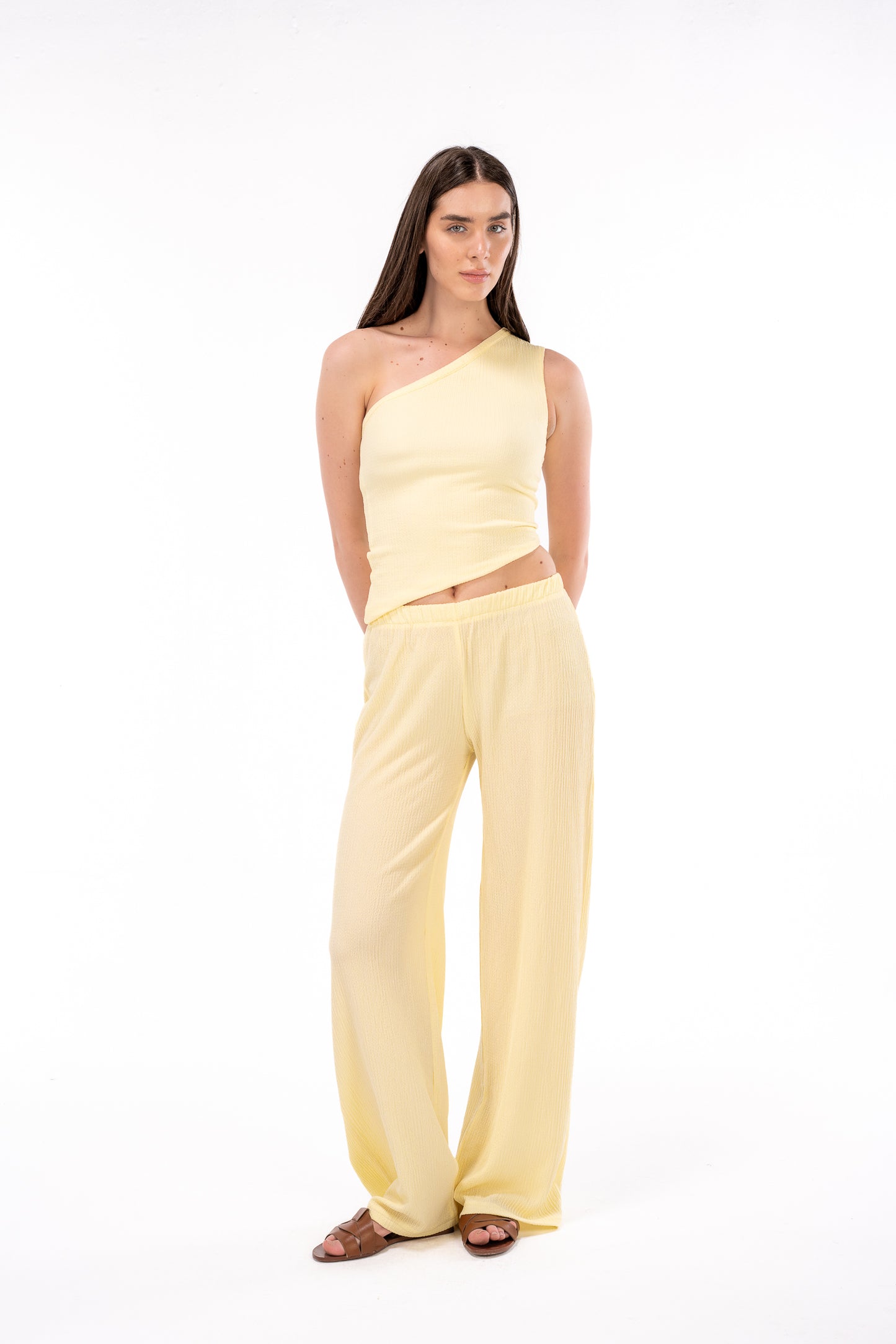 Scrunchy Yellow One Shoulder Top