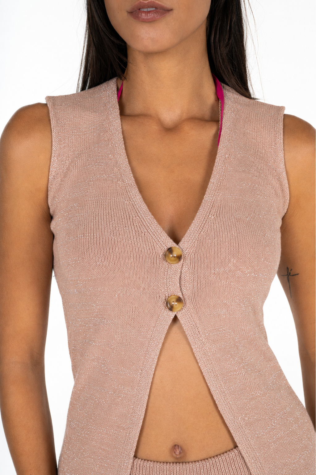 Shimmer knit pink set