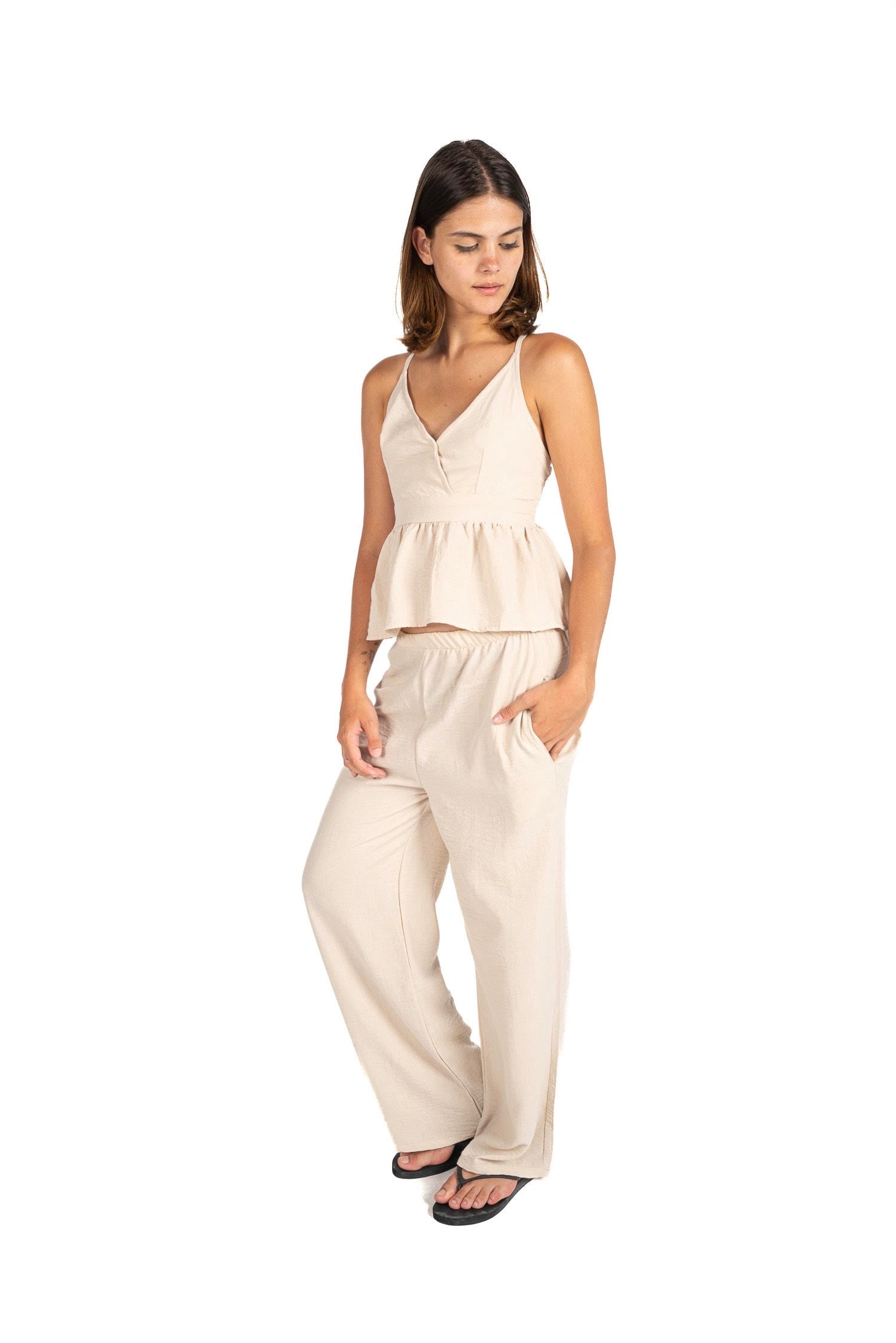 Beige dreamy linen set