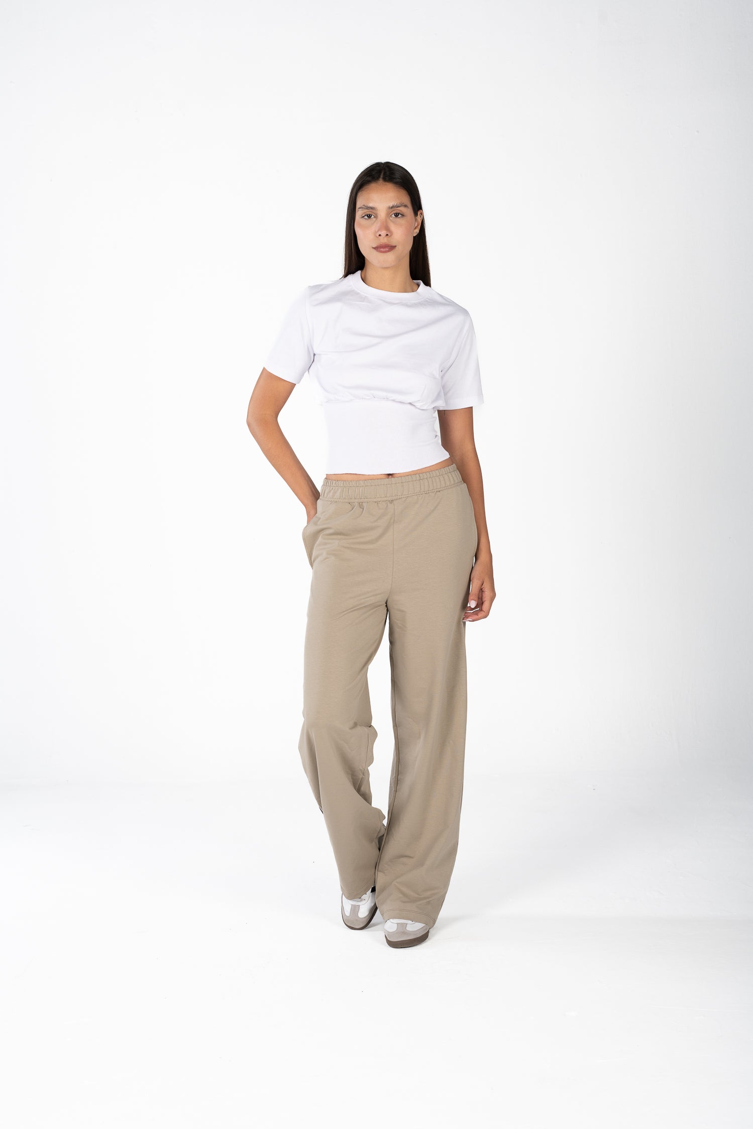 Beige Track Pants