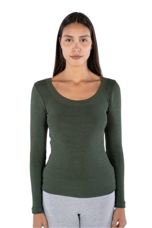 Olive Ribbed Top