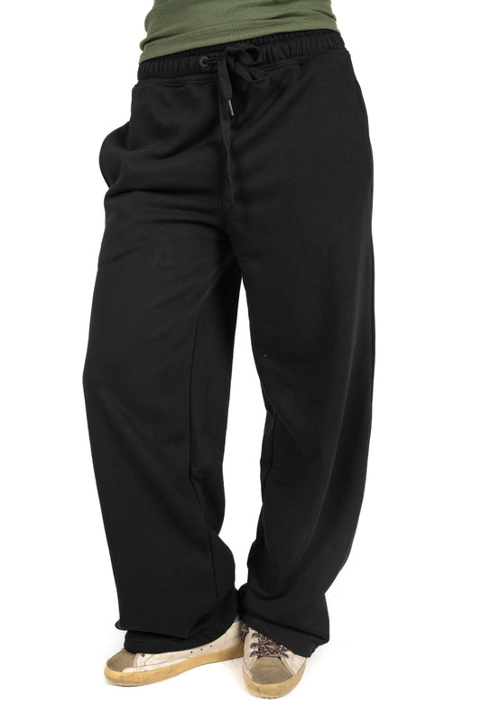 Black wide leg joggers