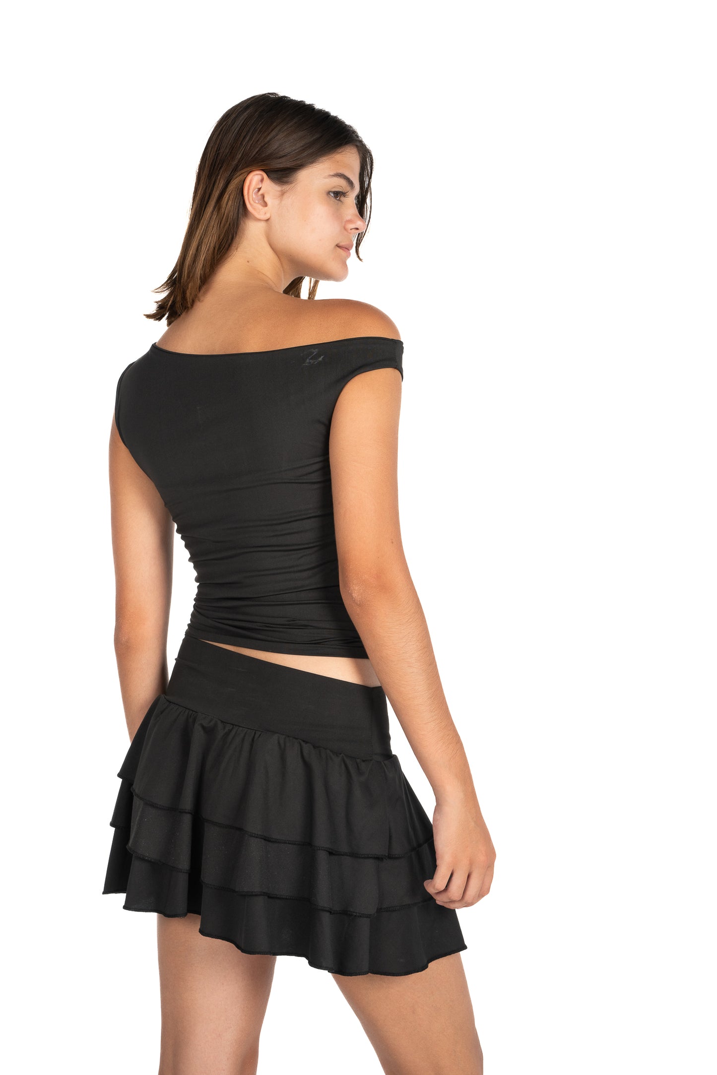 Black ruffle skirt