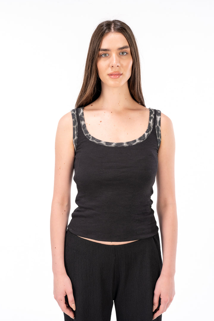 Black Leopard Tank Top