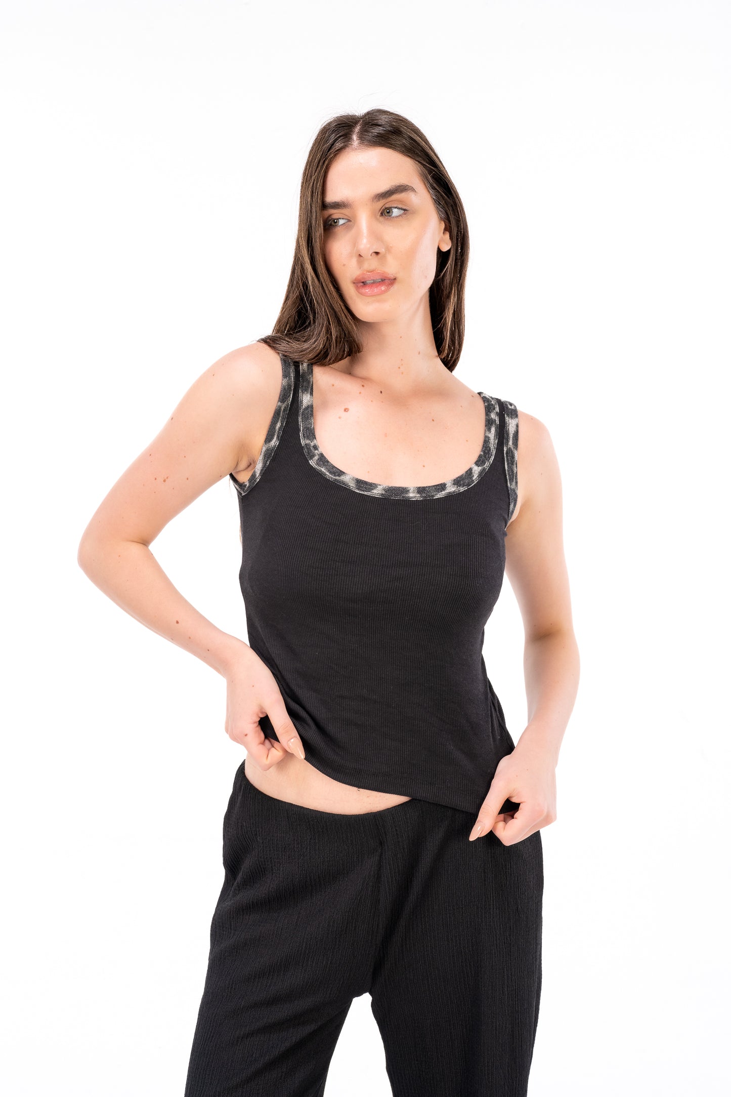 Black Leopard Tank Top