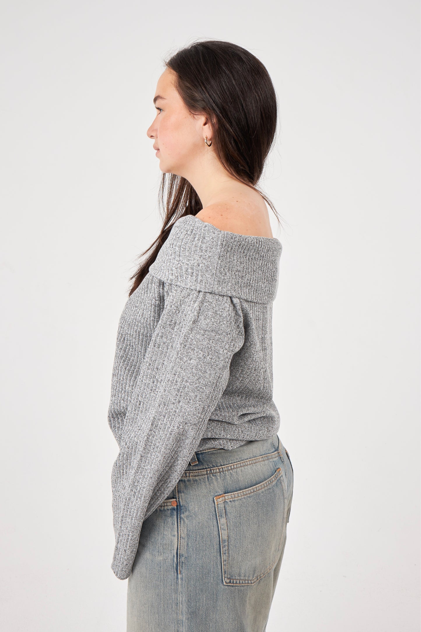 Light Grey Off-shoulder pullover