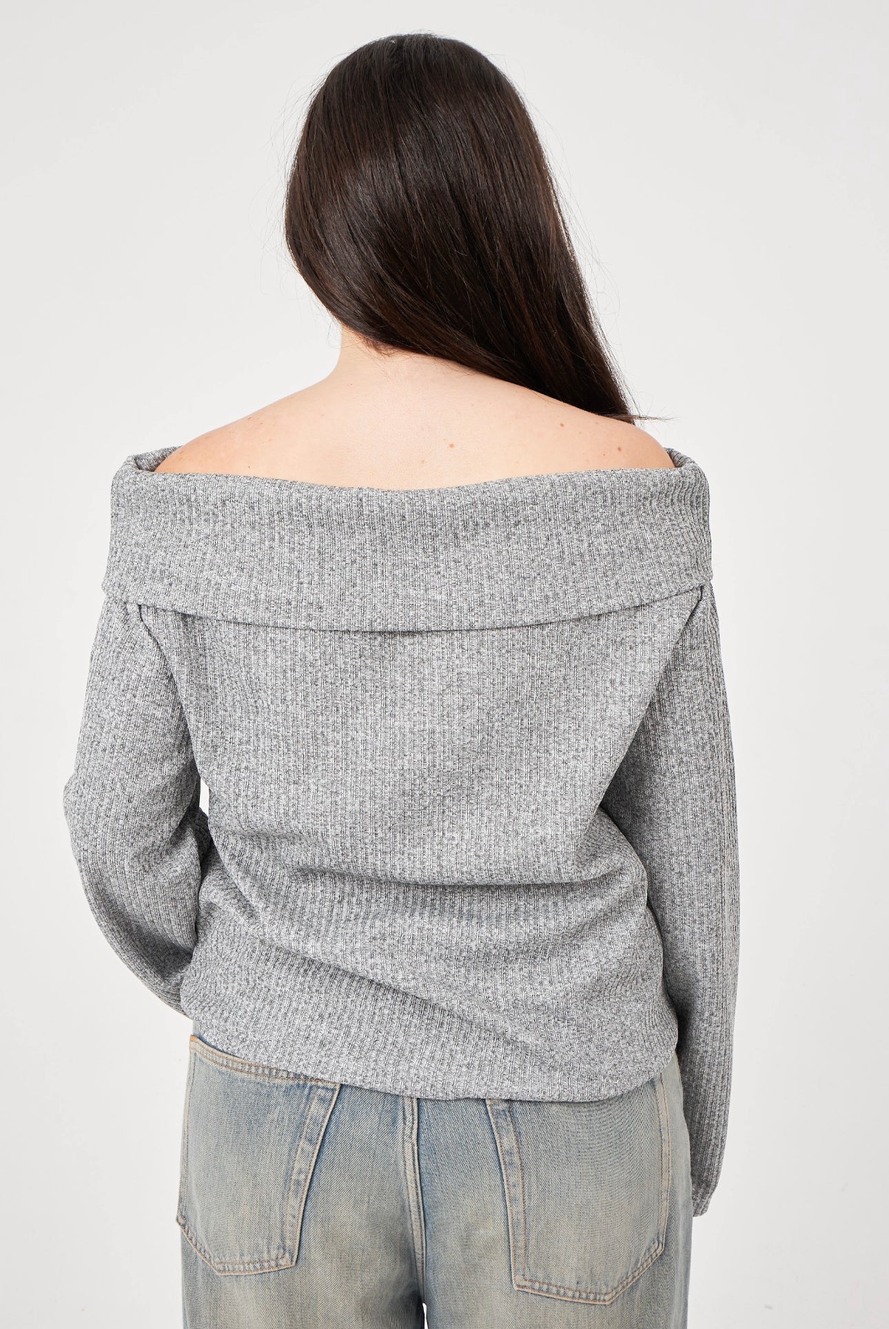 Light Grey Off-shoulder pullover