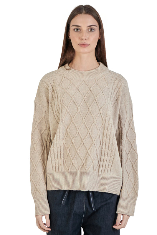 Beige cable knit sweater