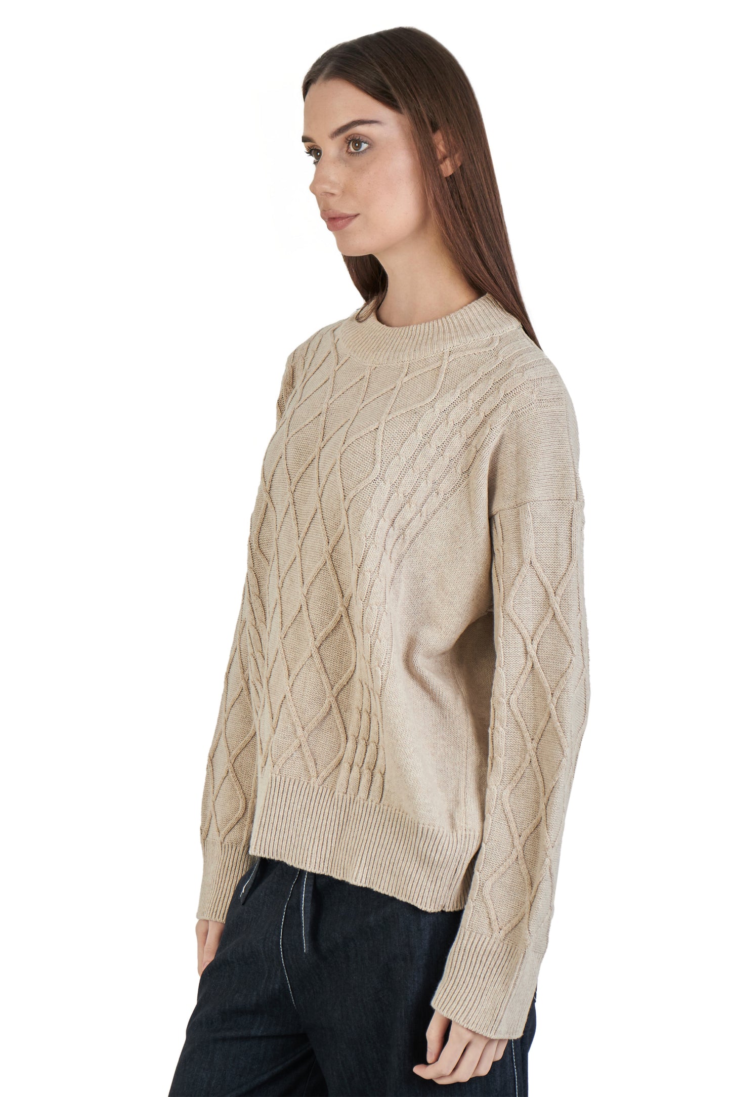 Beige cable knit sweater