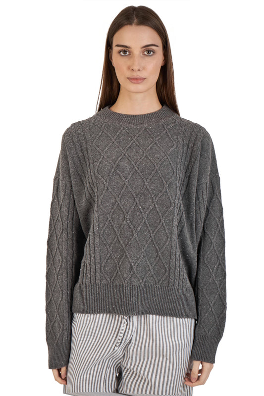 Grey cable knit sweater