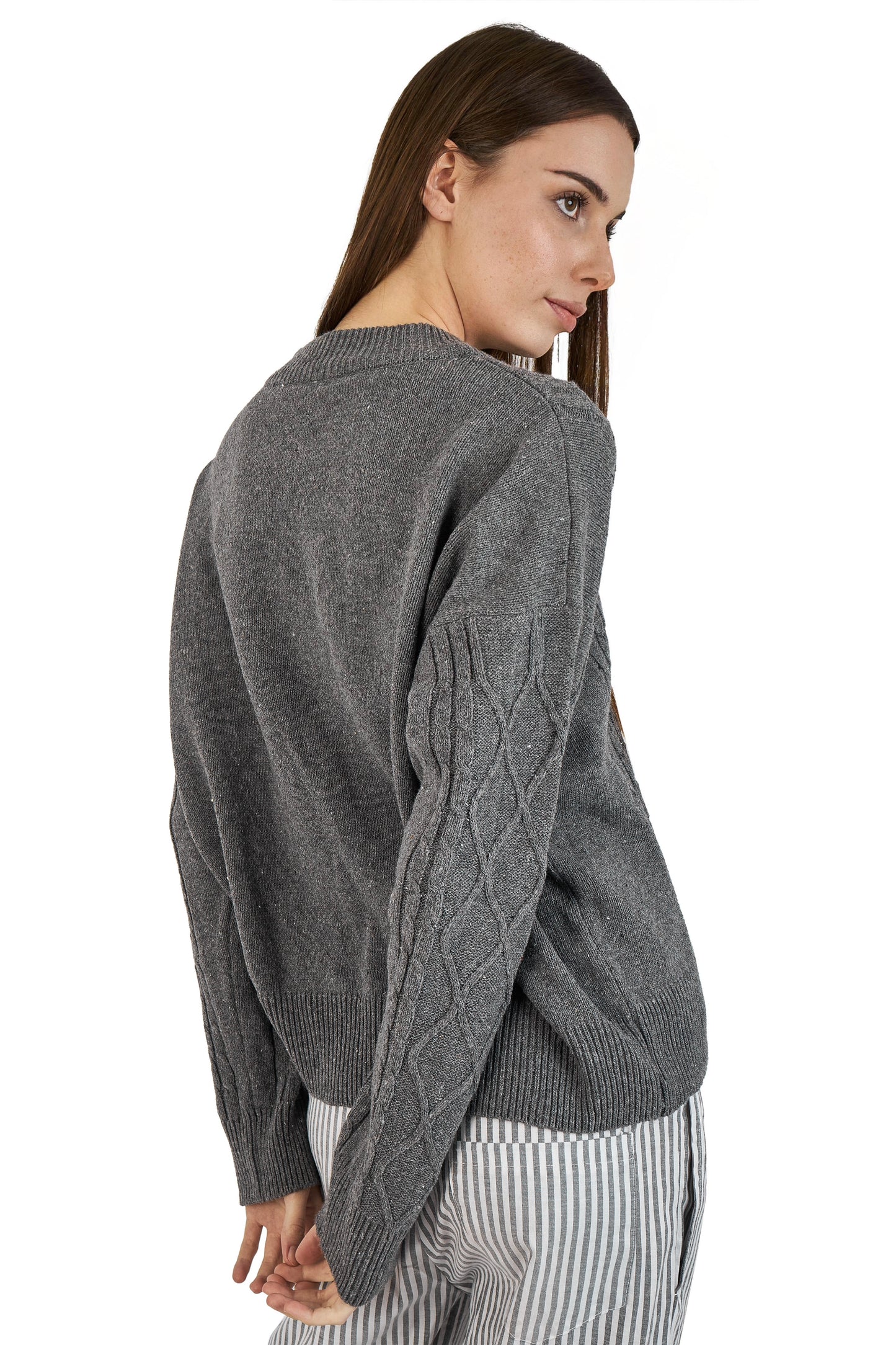 Grey cable knit sweater