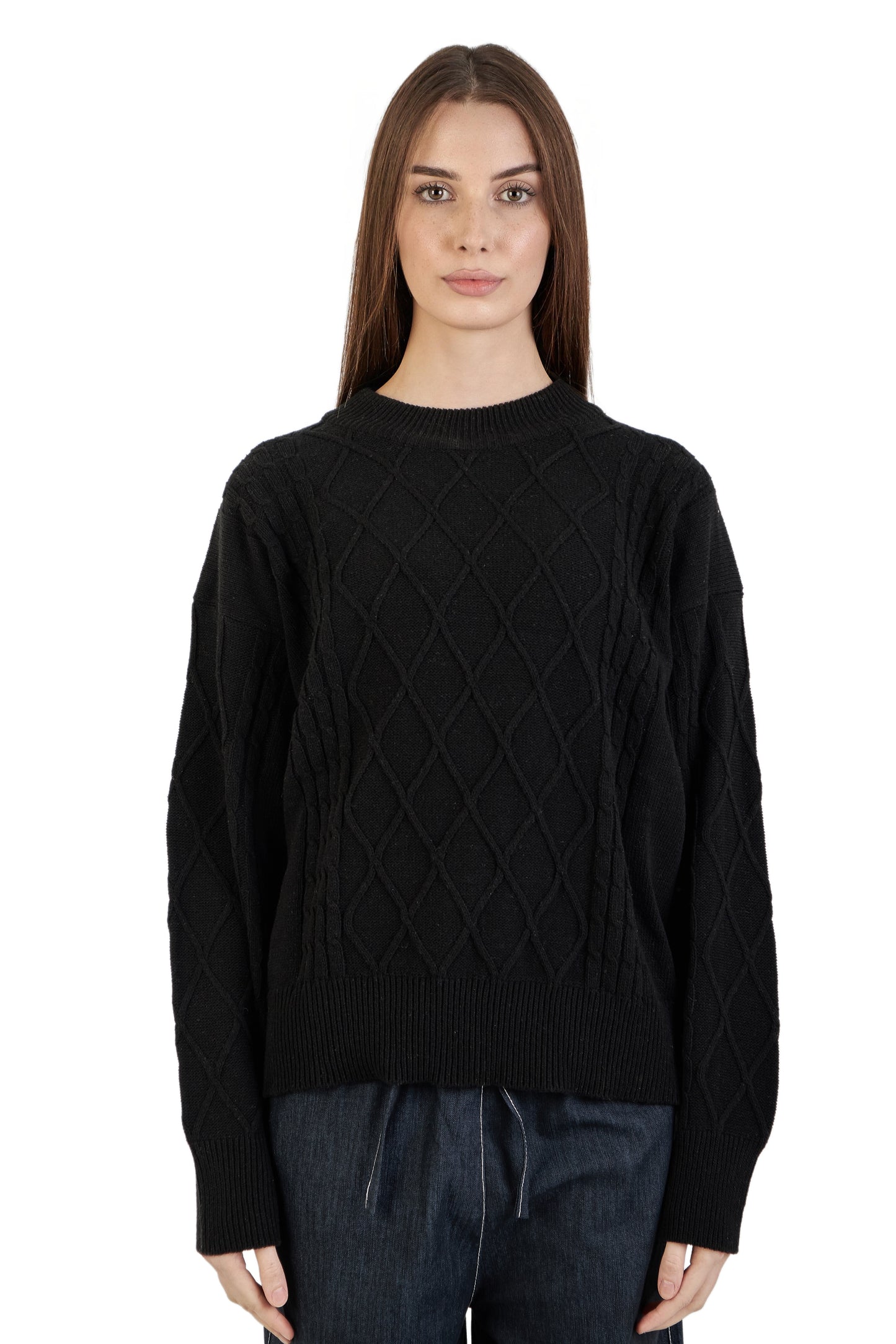 Black cable knit sweater