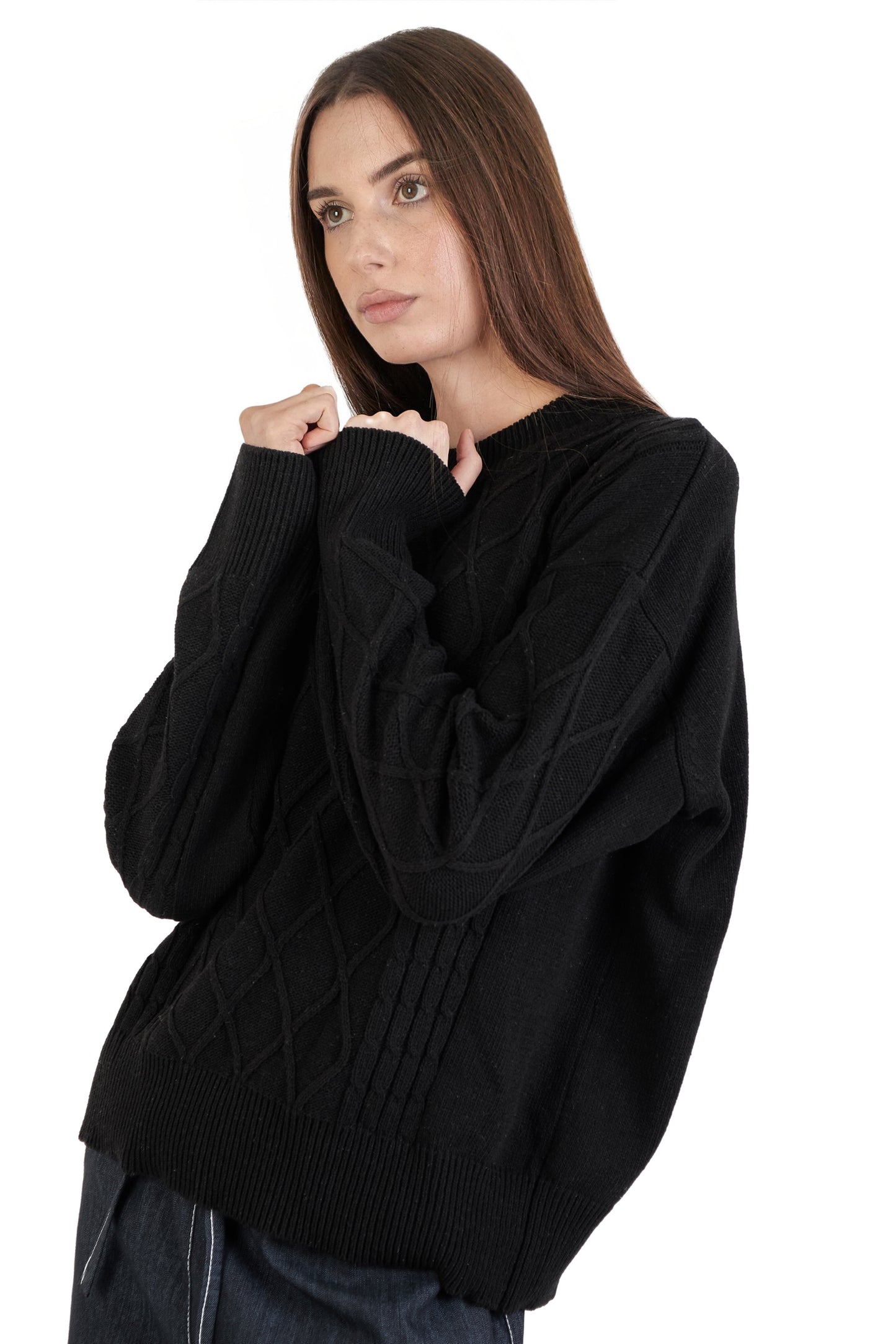 Black cable knit sweater