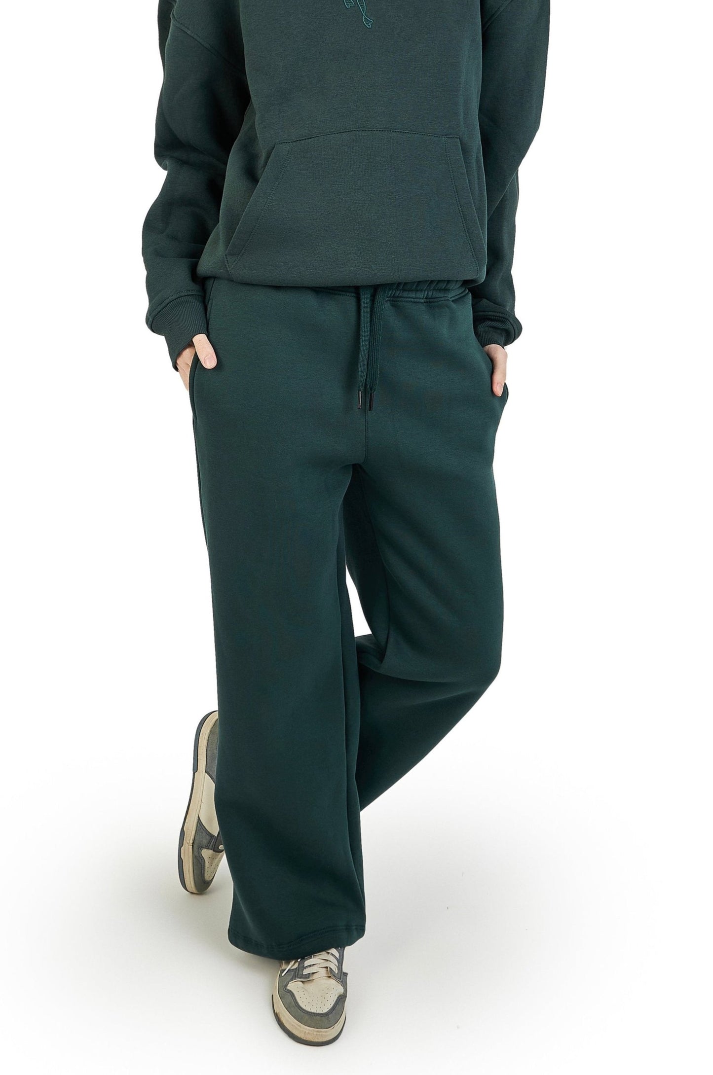 Green wide leg joggers