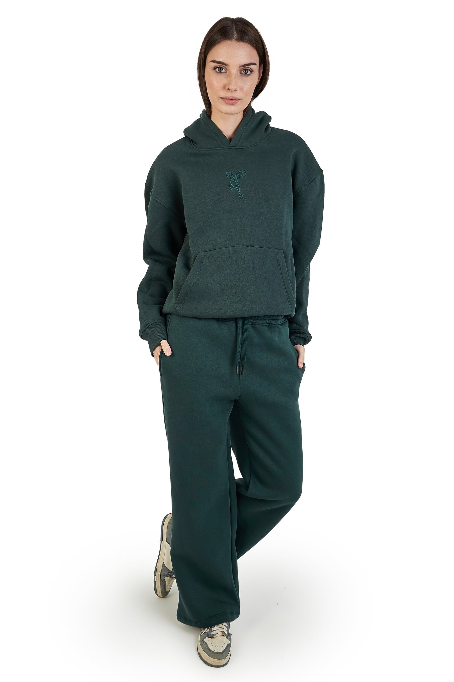 Green wide leg joggers