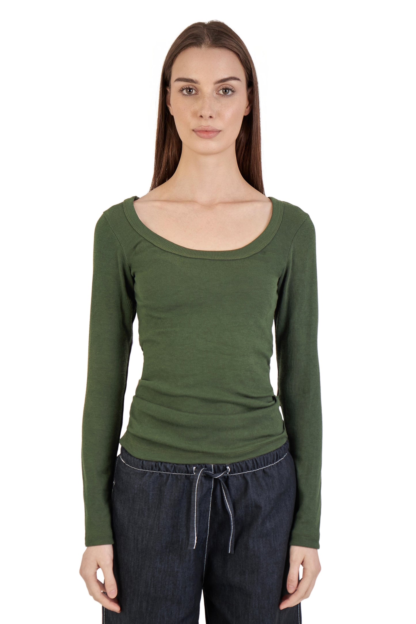 Olive ribbed top