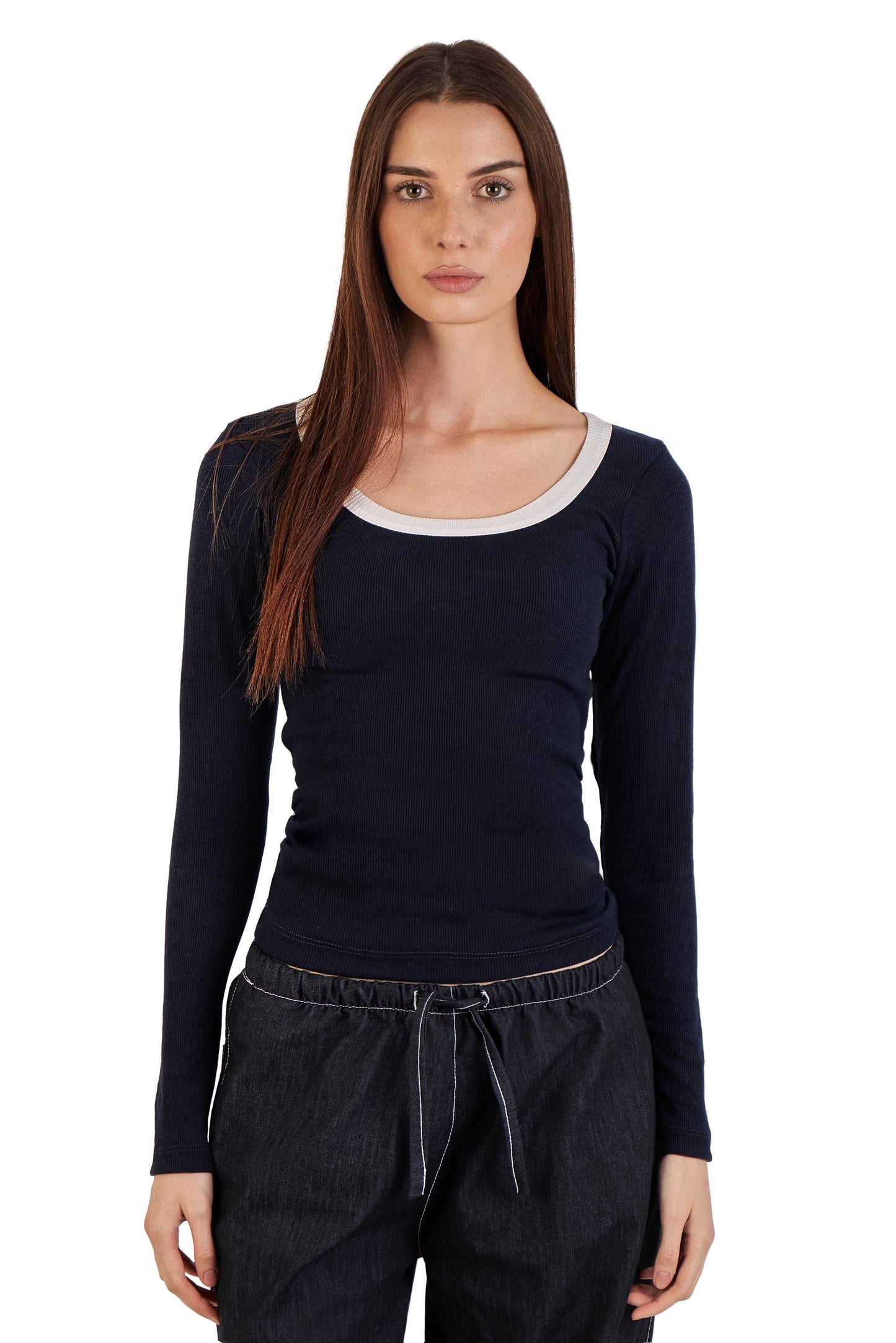 Navy Blue Ribbed top