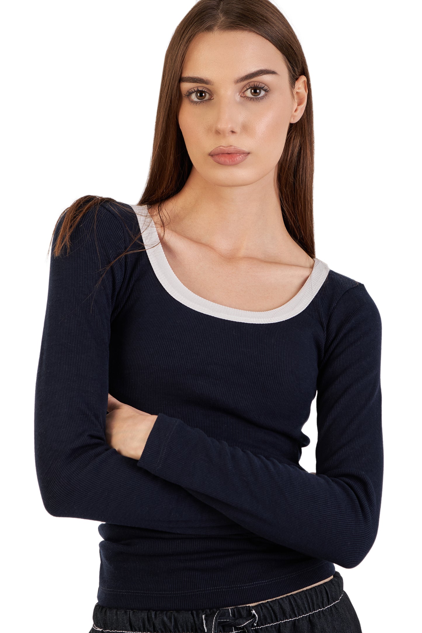 Navy Blue Ribbed top