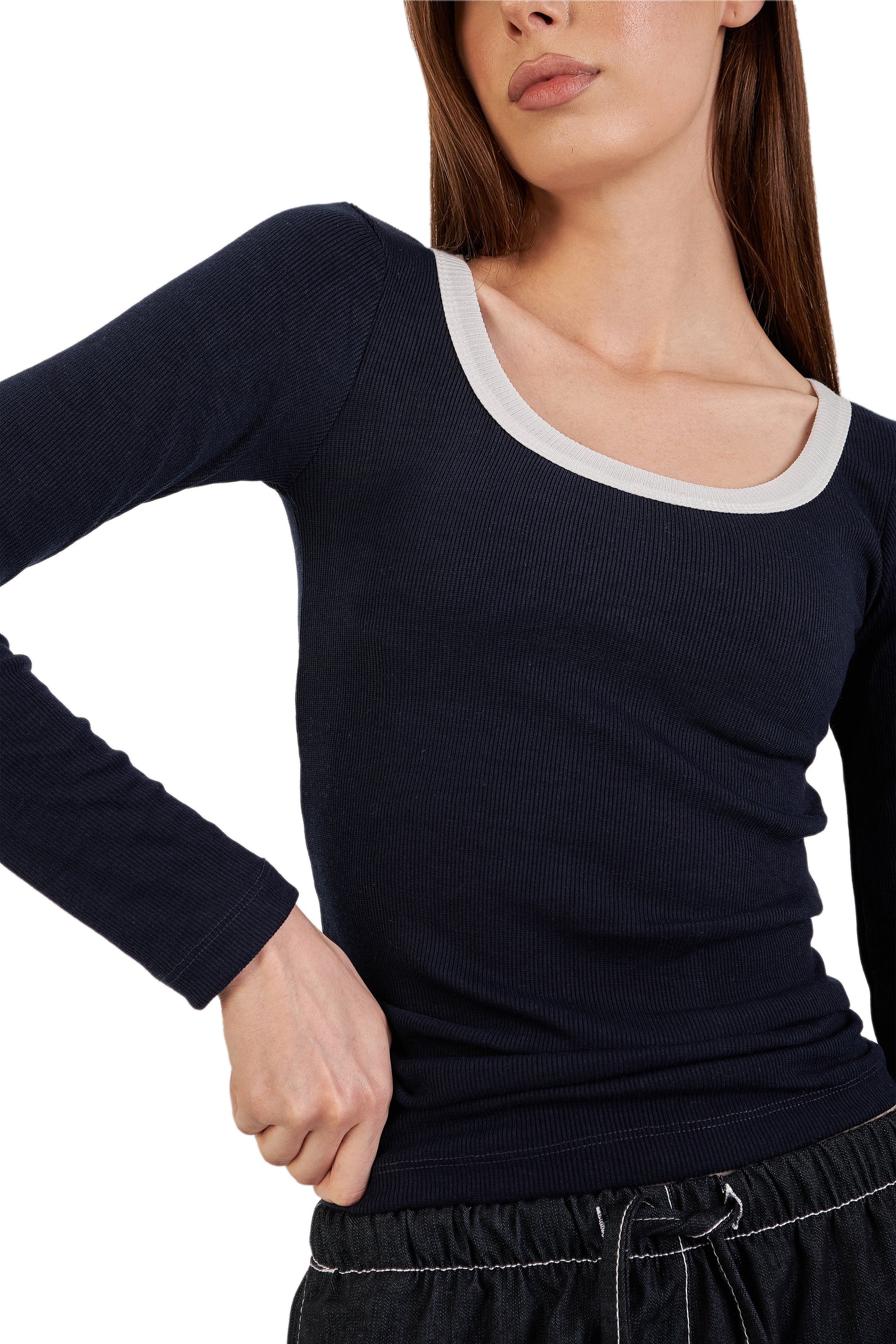 Navy Blue Ribbed top