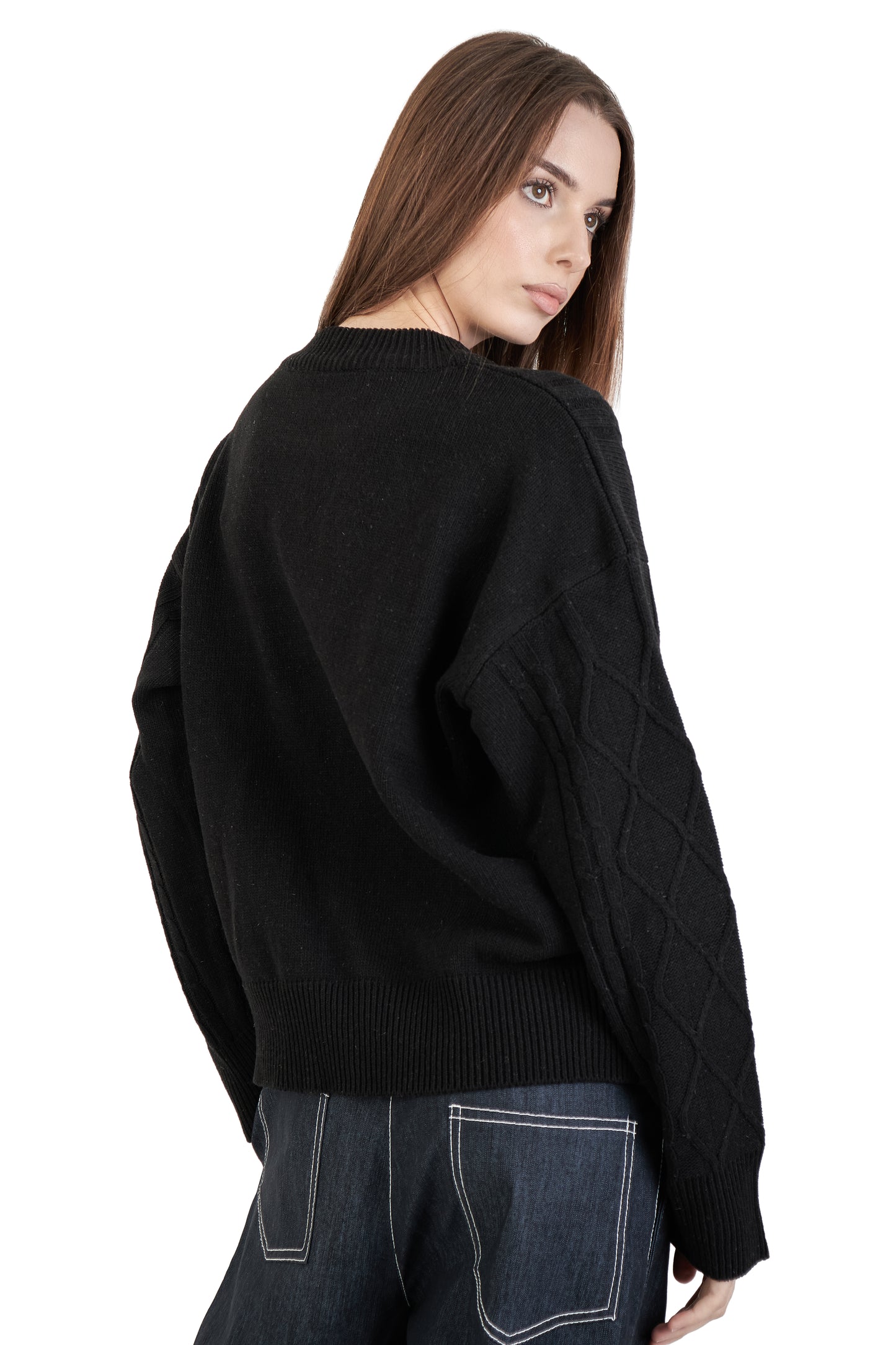 Black cable knit sweater