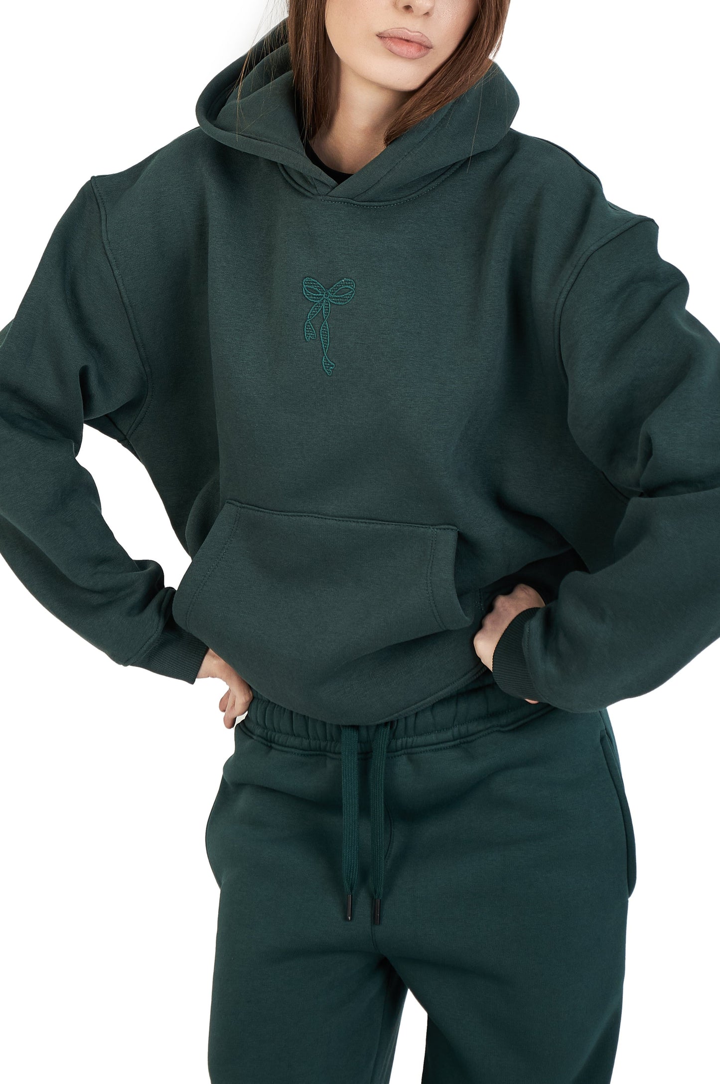 Green bow hoodie