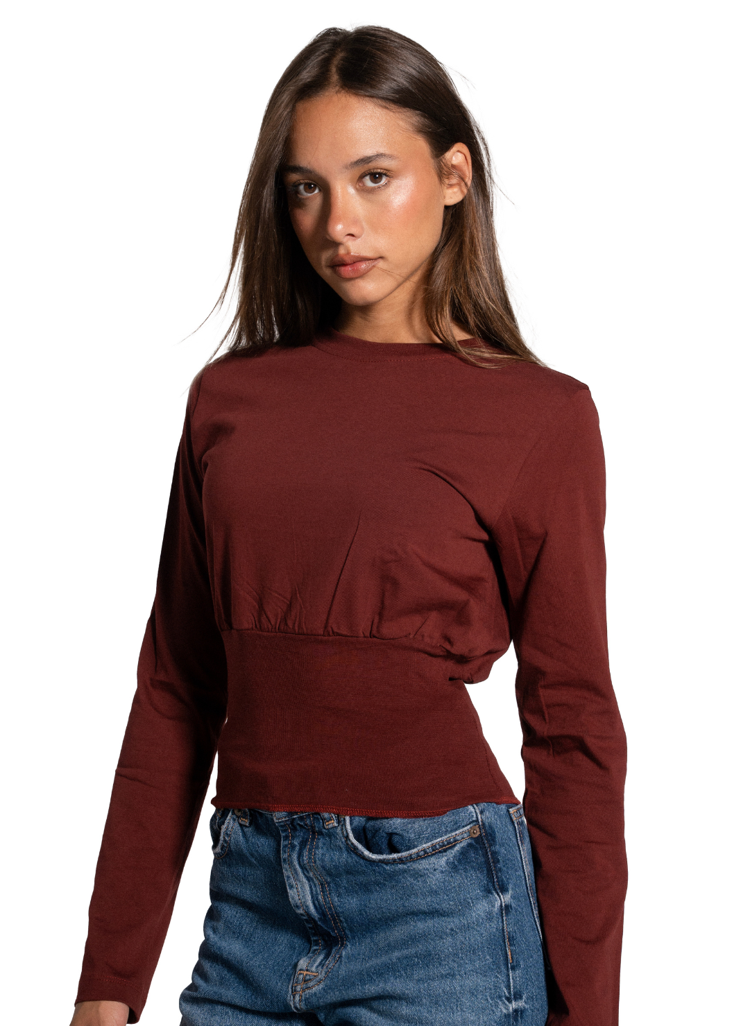 Burgundy Corset Long Sleeve