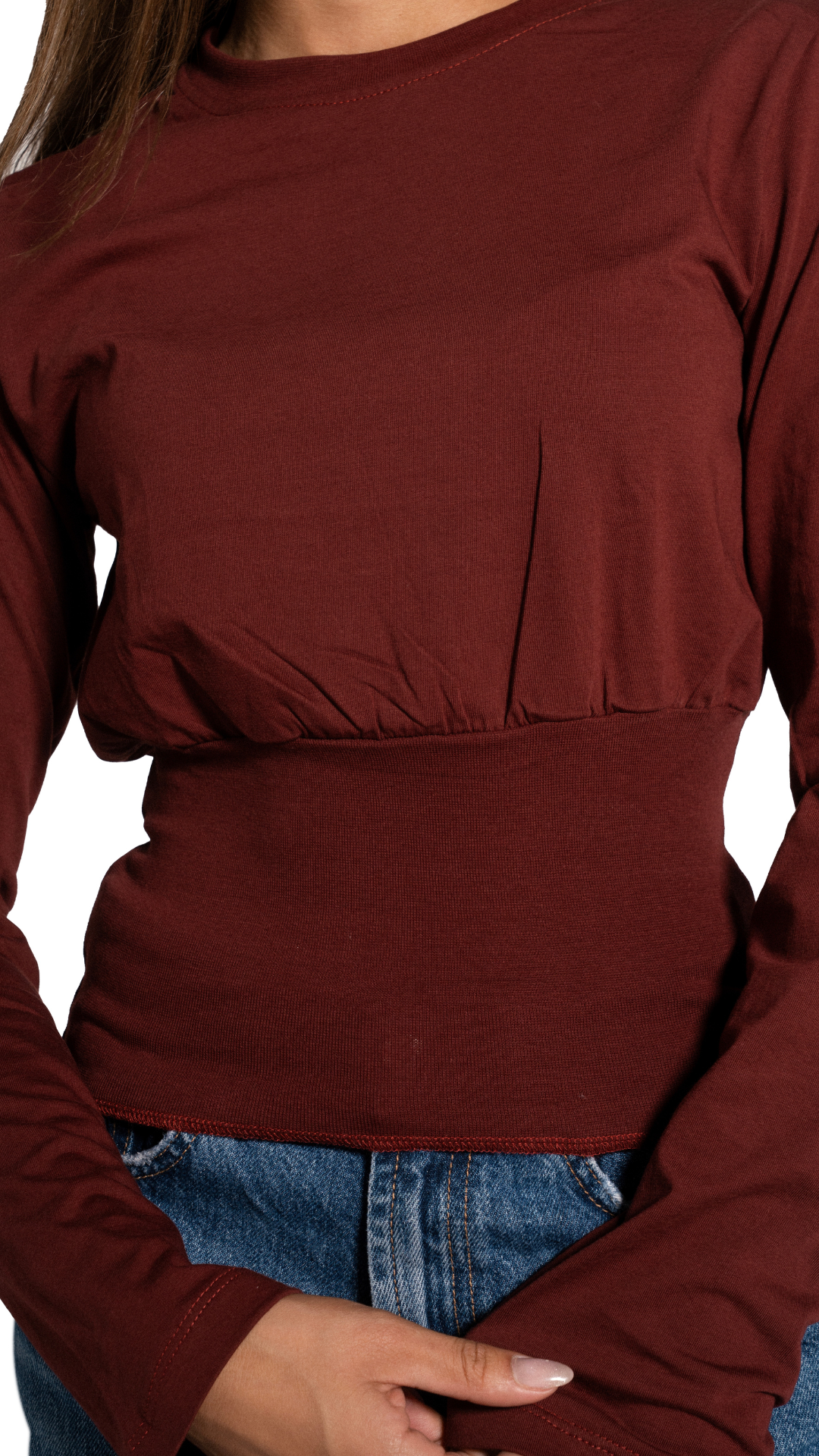 Burgundy Corset Long Sleeve