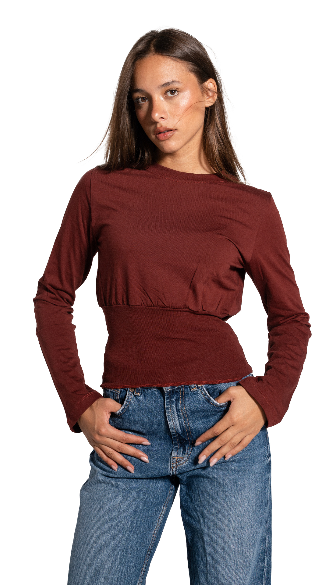 Burgundy Corset Long Sleeve