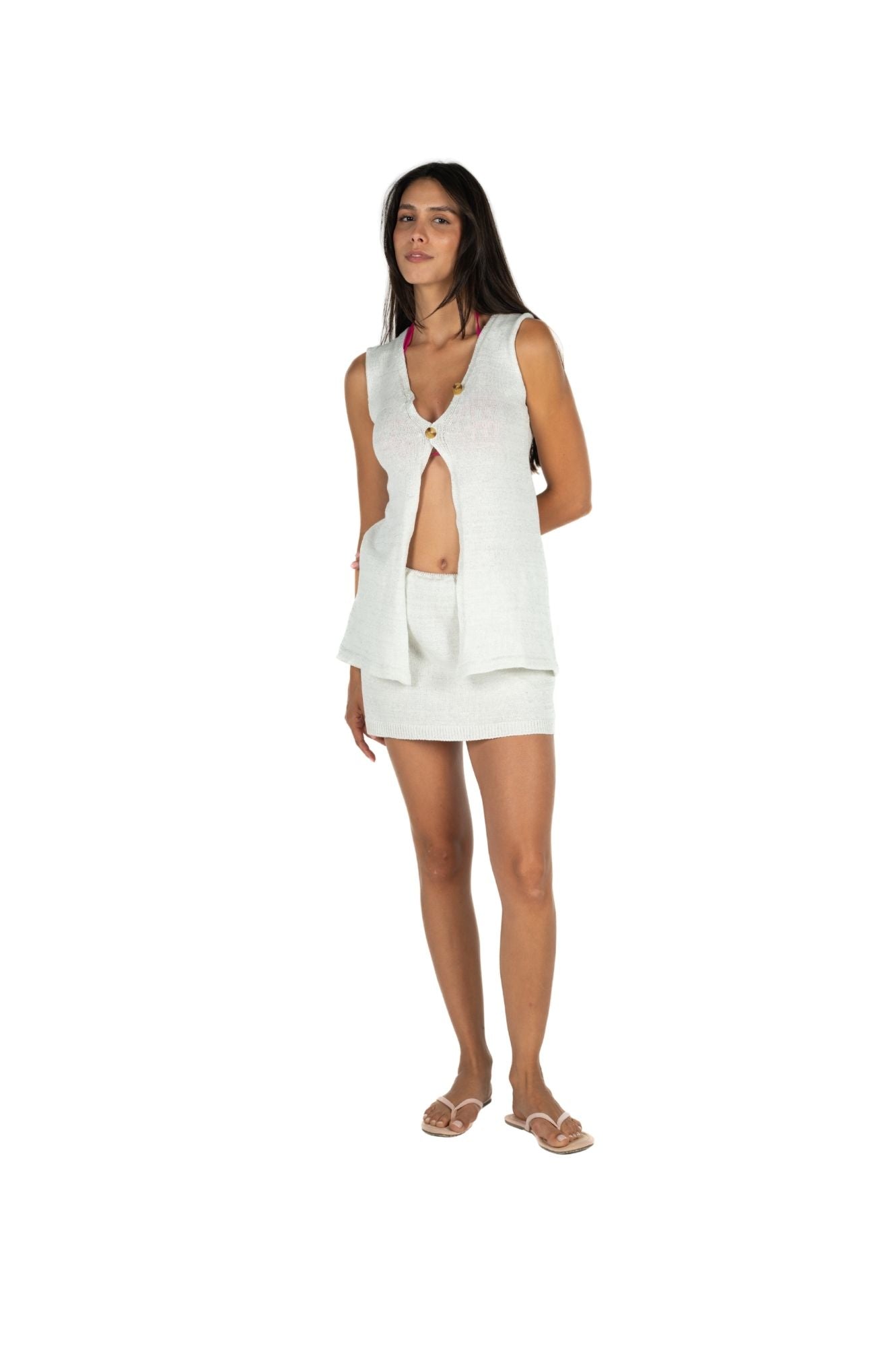 Shimmer knit white set